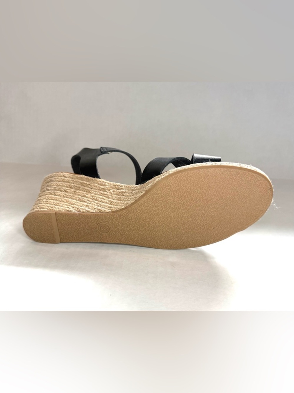 Ankle Strap Espadrille Wedge Sandals Black Tan Size 9 - Picture 9 of 14